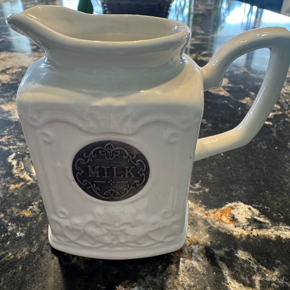 White Ceramic Milk/Creamer Pitcher small
